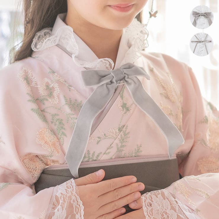 リボン付き レース半襦袢 卒業式袴 着物用肌着 肌襦袢 キャサリン