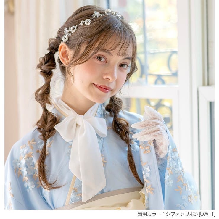 リボン付き レース半襦袢 卒業式袴 着物用肌着 肌襦袢