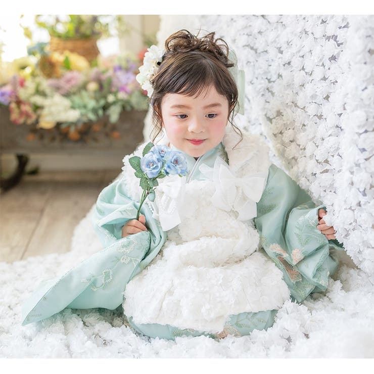 花柄刺繍チュールレース着物とバラ生地被布セット 3才 女の子 七五三 753 | Catherine Cottage | 詳細画像7 