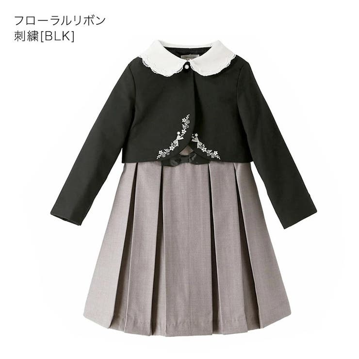 フローラルリボン刺繍[BLK] | 入学式 スカラップレース襟オリジナル刺繍のボレロセットアップ 白襟ボレロ＋プリー… | Catherine Cottage