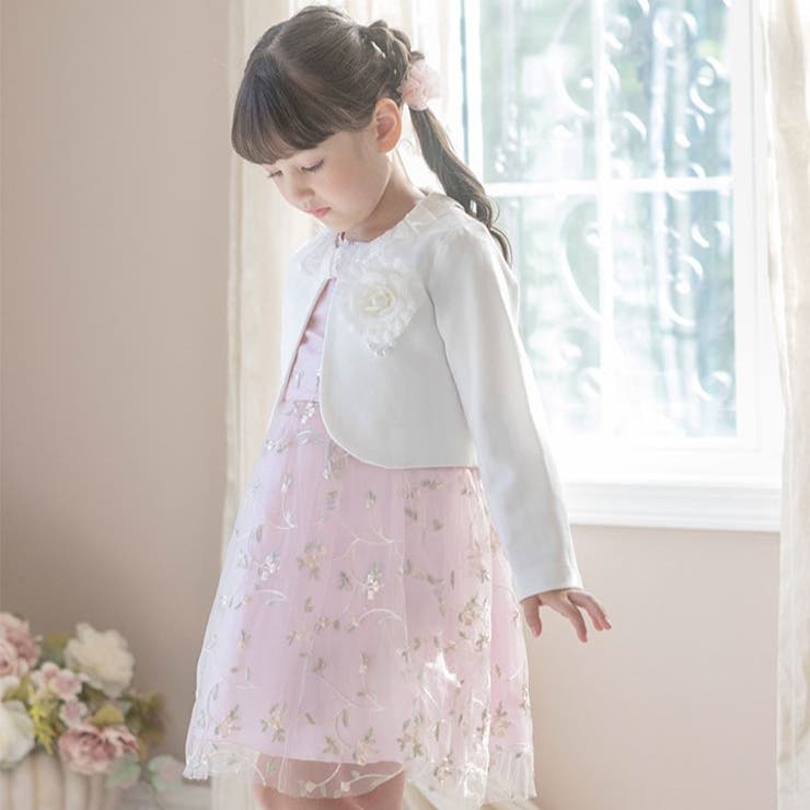 ピンク[PNK] | 入学式女の子スーツ 刺繍チュールワンピース＆ポンチボレロ アンサンブル | Catherine Cottage