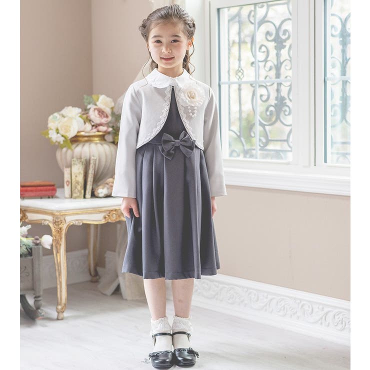 丸襟ワンピースとボレロのアンサンブル 入学式 女の子スーツ