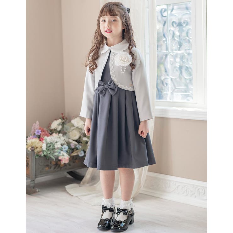 丸襟ワンピースとボレロのアンサンブル 入学式 女の子スーツ