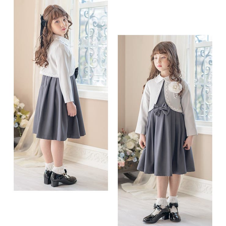 丸襟ワンピースとボレロのアンサンブル 入学式 女の子スーツ