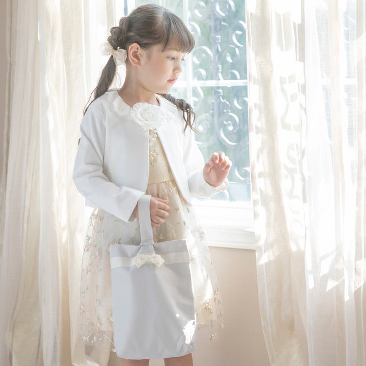 入学式女の子スーツ 刺繍チュールワンピース＆ポンチボレロ