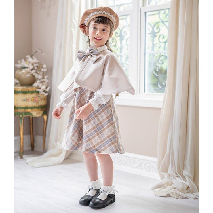 ケープ付き チェック柄ワンピース セットアップ | Catherine Cottage | 詳細画像14 