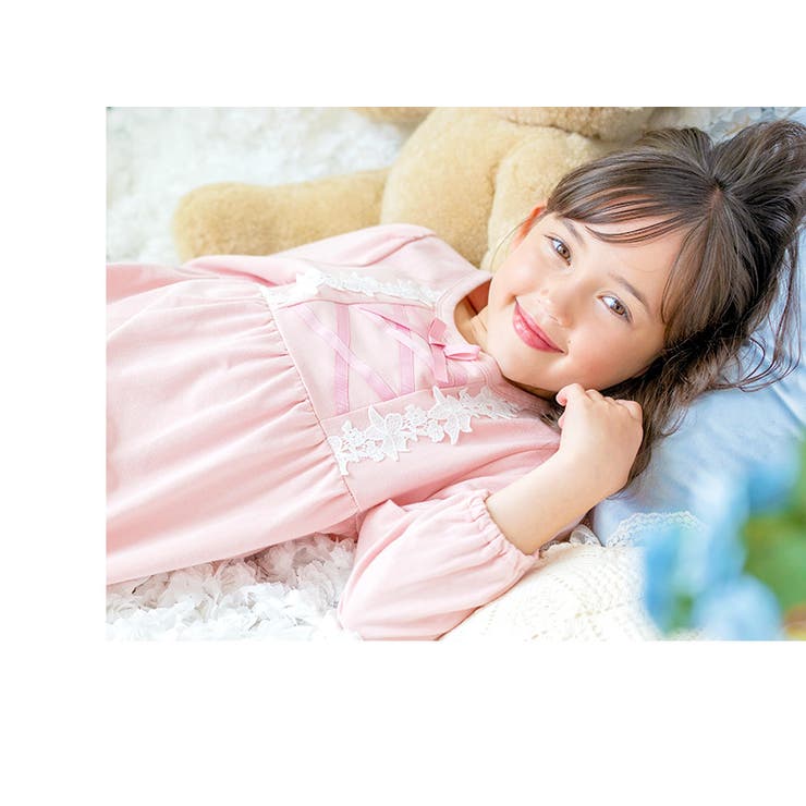 パジャマ 長袖フラワーレース＆クロスリボンネグリジェ キッズパジャマ | Catherine Cottage | 詳細画像5 