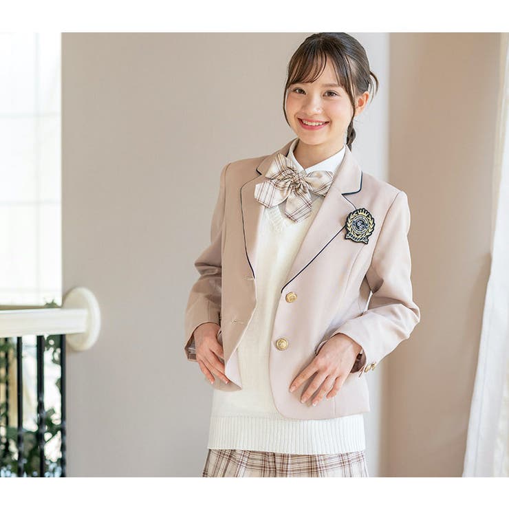 小学校卒業式 女の子卒服 ニットベスト付きミニ丈テーラードスーツ