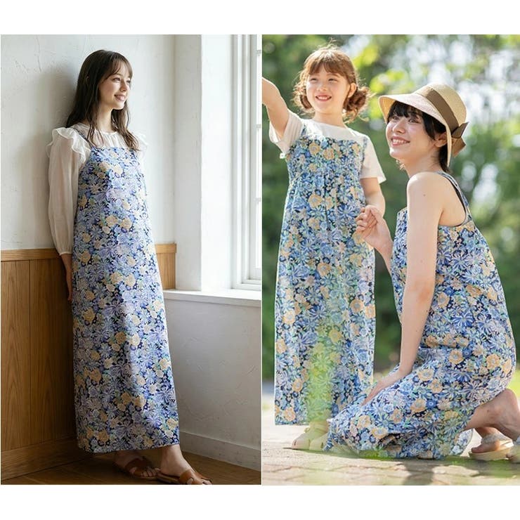 着用2時間　クリーニング済　Blooming Garden総柄ワンピース　120 ワンピースにもなる2wayレディース浴衣 2部式 2way[品番：CATK0003610