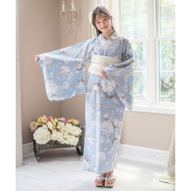 一点物　浴衣　コーマ地　ワンピ　ハンドメイド　ロング　着物　薄紫　雪輪　パステル ワンピースにもなる！ レディース2部式浴衣 上質な織り生地を使用[品番