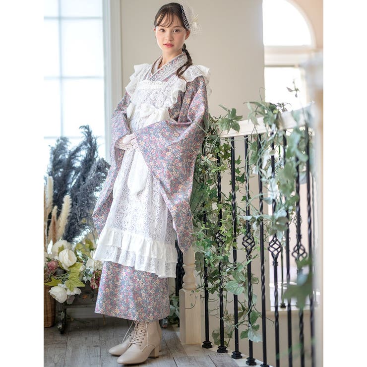 レースアップヒールブーツ 袴ブーツ 編み上げブーツ[品番