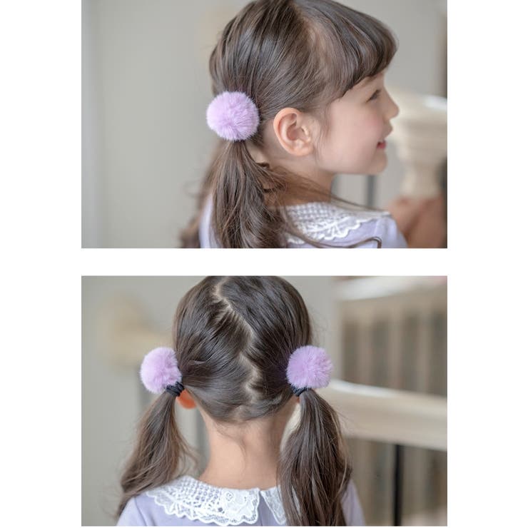 ポンポンファーヘアゴム2個セット アクセサリー ヘア