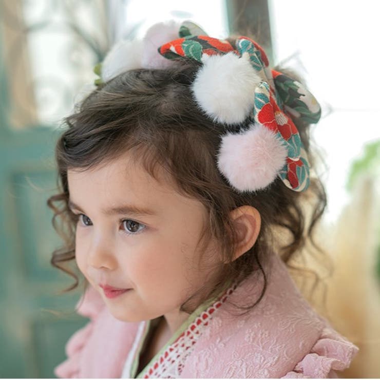 ポンポンファーヘアゴム2個セット アクセサリー ヘアアクセサリー[品番