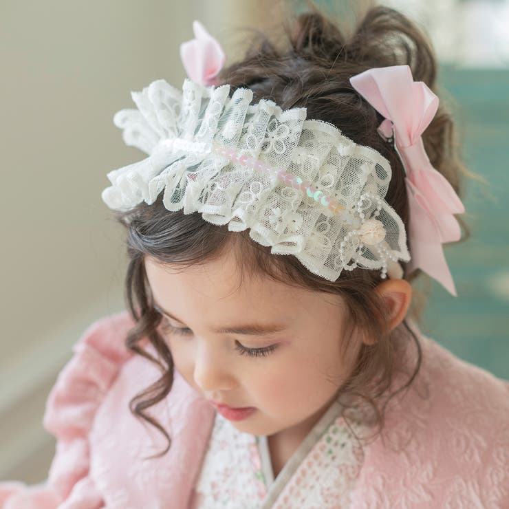 スパンコール・白[OWT] | キッズフリルカチューシャ アクセサリー ヘアアクセサリー | Catherine Cottage