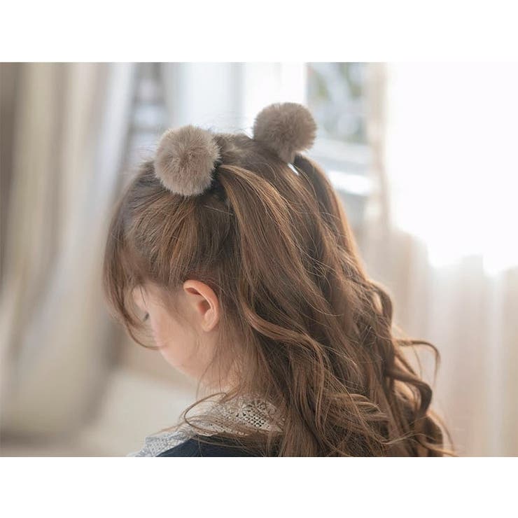 ポンポンファーヘアゴム2個セット アクセサリー ヘアアクセサリー[品番