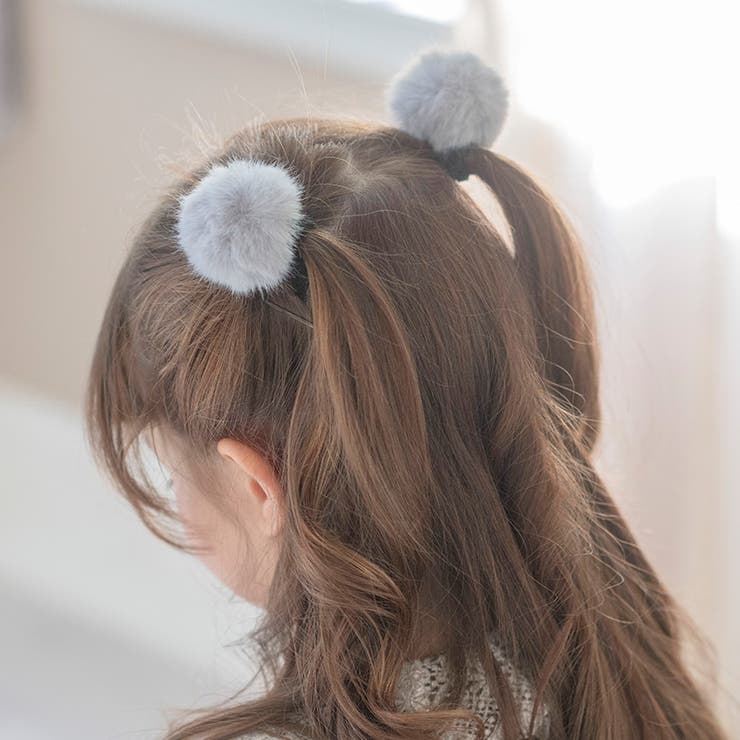 ポンポンファーヘアゴム2個セット アクセサリー ヘアアクセサリー[品番