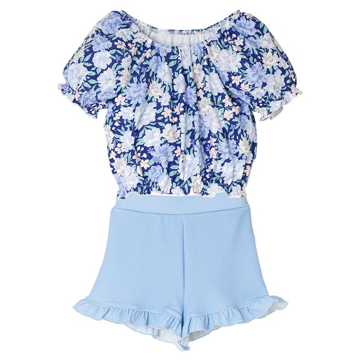 ピオニー・ネイビー[PNVYJJ] | パフ袖トップス＆フリルパンツ水着セット パフスリーブスイムウェア セパレート上下… | Catherine Cottage