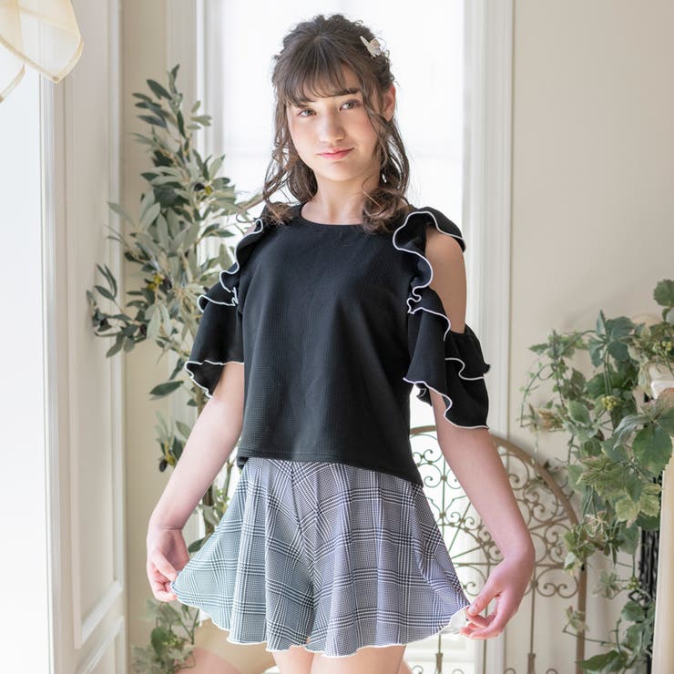 グレンチェック[BLK3JJ] | ジュニア 水着 女の子 | Catherine Cottage