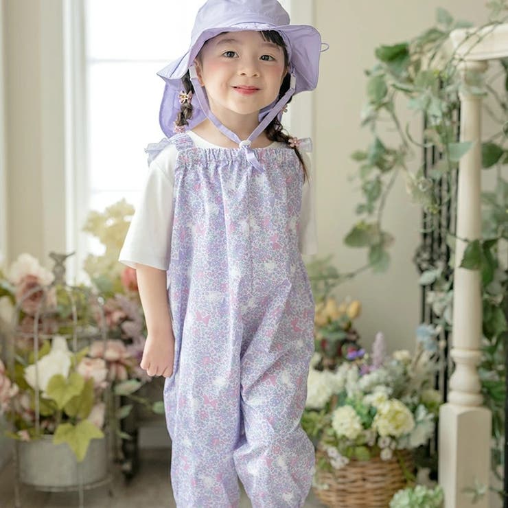小花柄猫・ライラック[CLIL] | 撥水お砂場プレイウェア ベビー キッズ | Catherine Cottage