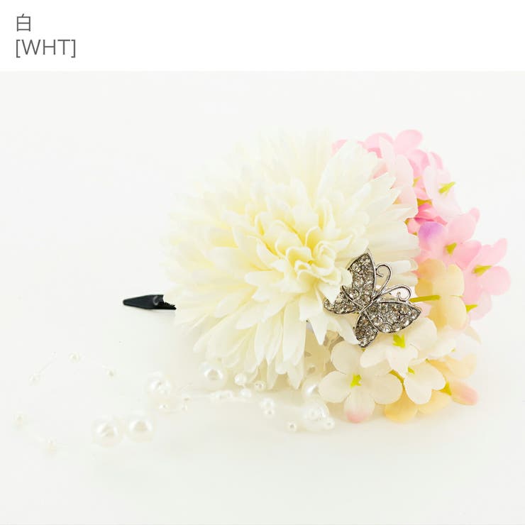 和風髪飾り 蝶とお花のヘアクリップ アクセサリー[品番