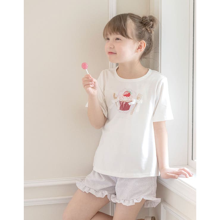キッズ Tシャツ デコレーションプリント半袖Tシャツ 女の子 無地 白 | Catherine Cottage | 詳細画像25 
