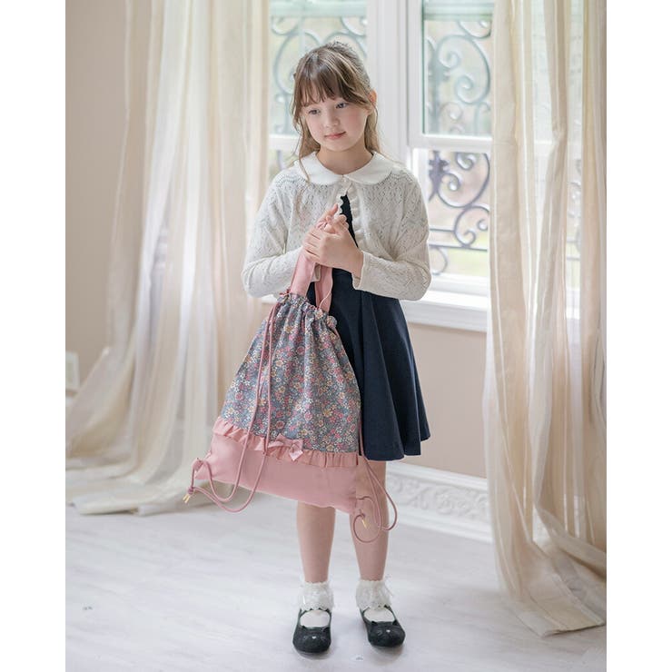 フラワープリント ナップサック 切り替えフリルリボン | Catherine Cottage | 詳細画像7 