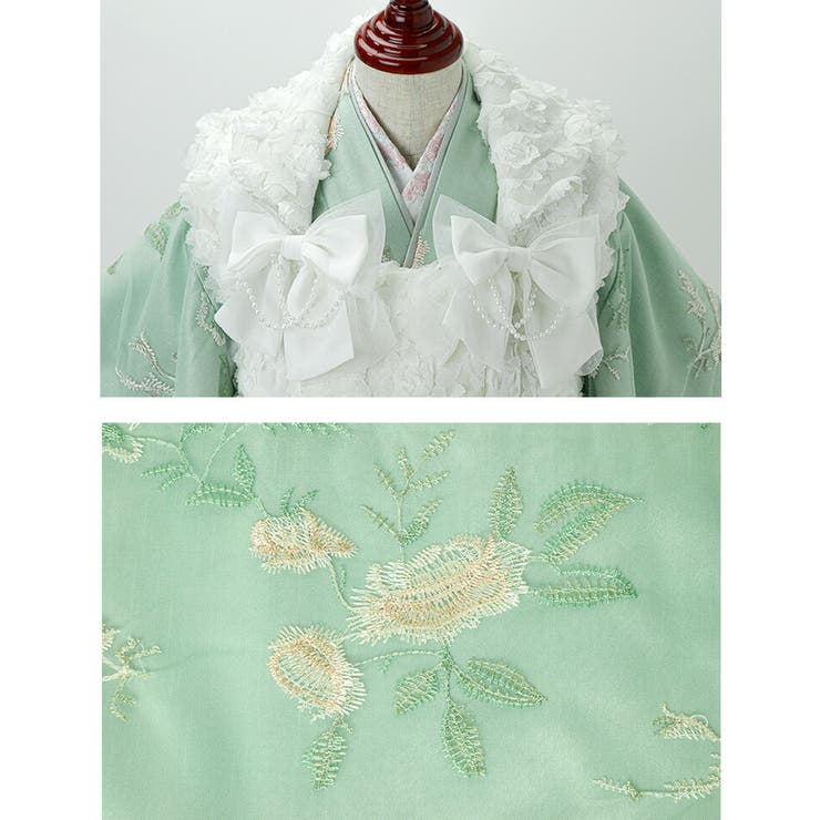 【雛祭り超目玉セール】花柄刺繍チュールレース着物とバラ生地被布セット 3才 女の子 七五三 753 TAK キャサリンコテージ | キャサリンコテージ