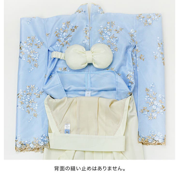 卒業式 花刺繍チュールレース 袴一体型着物ワンピース[品番