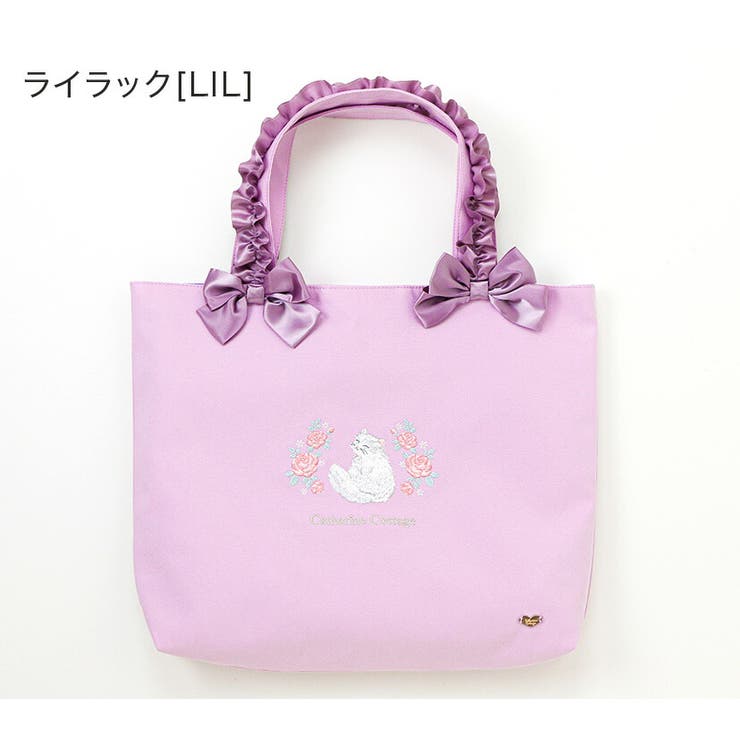 猫刺繍レッスンバッグ 女の子 おしゃれ[品番：CATK0003668