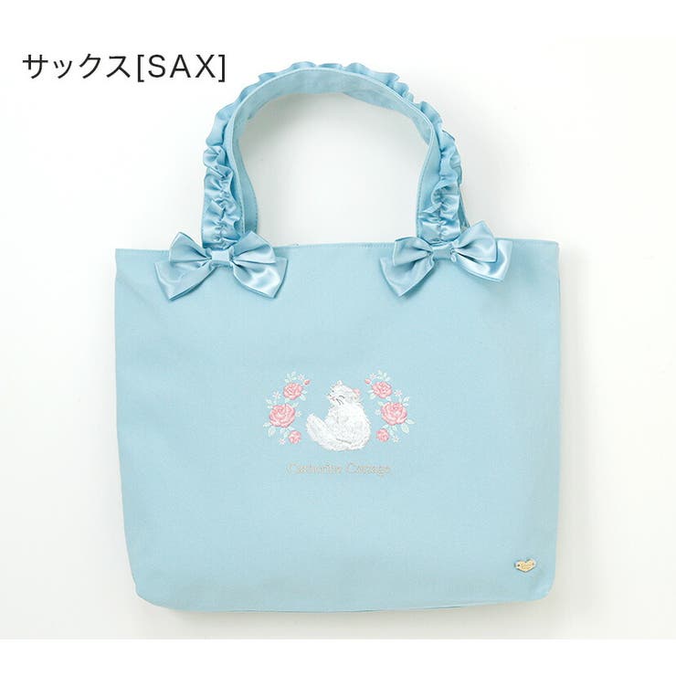 猫刺繍レッスンバッグ 女の子 おしゃれ[品番：CATK0003668