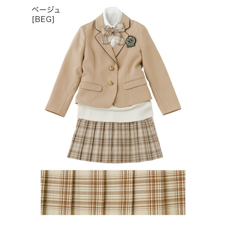 ベージュ[BEG] | 小学校卒業式 女の子卒服 ニットベスト付きミニ丈テーラードスーツ | Catherine Cottage