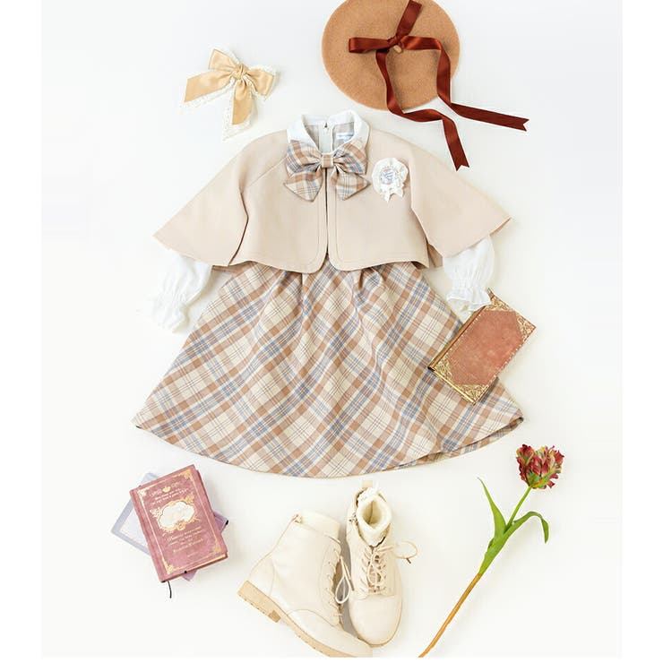 ケープ付き チェック柄ワンピース セットアップ | Catherine Cottage | 詳細画像25 