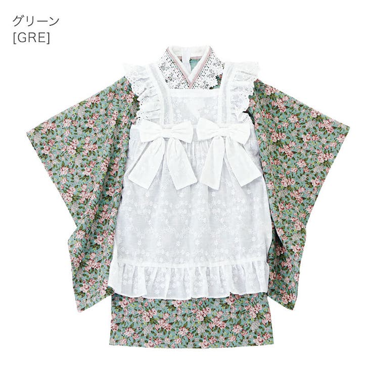 後ろファスナーで着る！ アンティークエプロンワンピース 七五三[品番