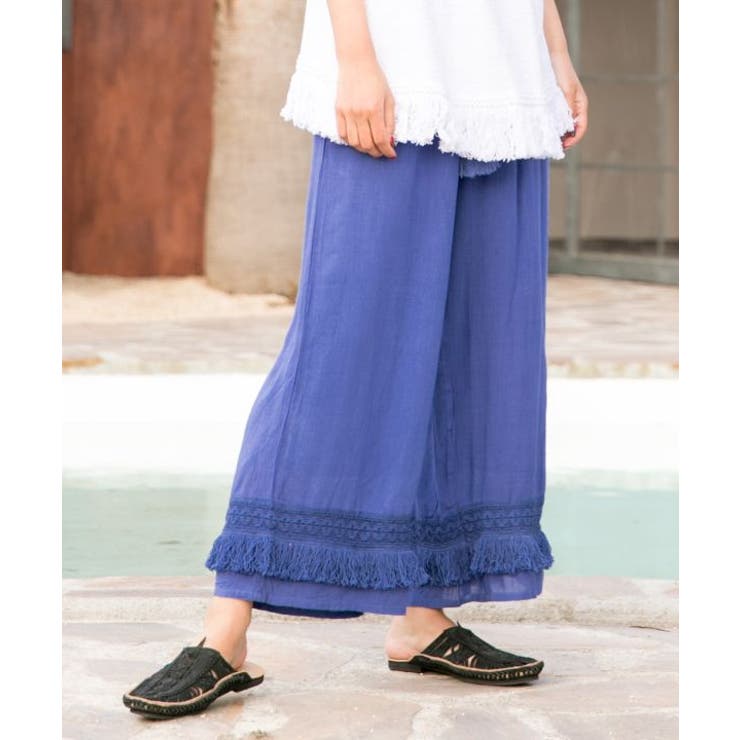 パープル | 【チャイハネ】シャリンフリンジワイドパンツ | アミナコレクション 