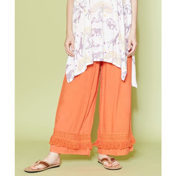 オレンジ | 【チャイハネ】シャリンフリンジワイドパンツ | アミナコレクション 