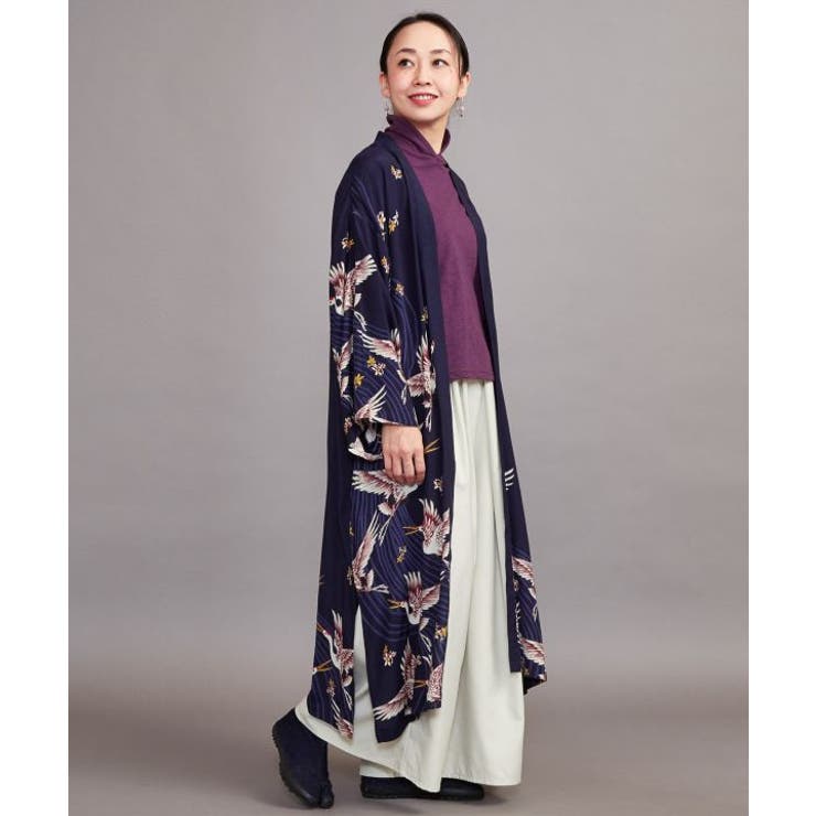 倭物やカヤ ジャポニズム 長羽織 カーディガン 和風 着物 アミナコレクション 倭物やカヤ Tsuji(アミナコレクション本部)｜カヤのカーディガン
