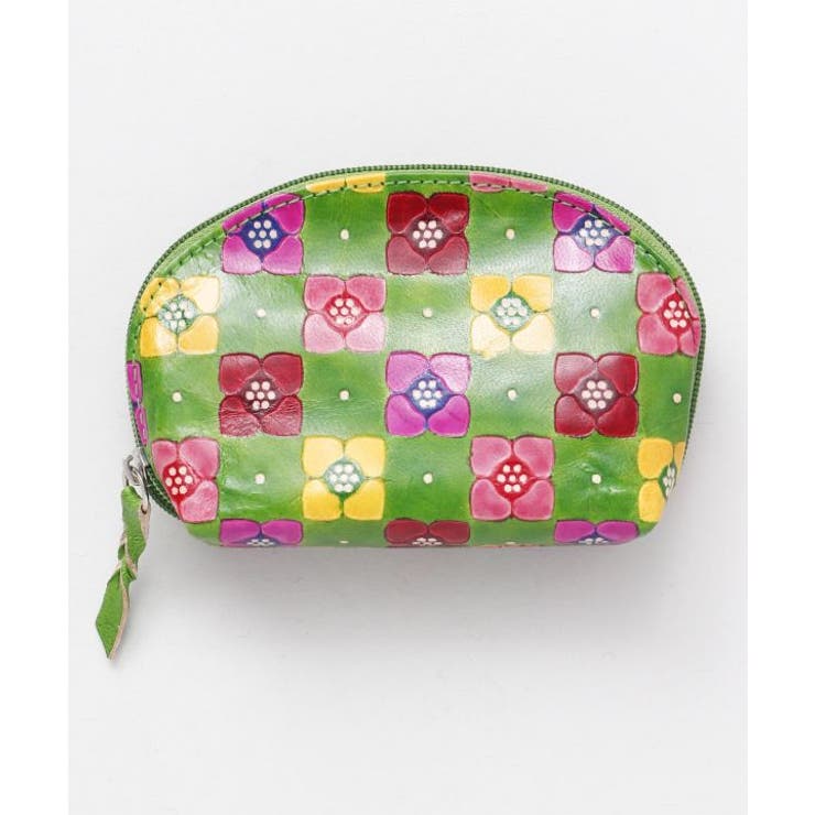 グリーン系 | 【チャイハネ】インド伝統山羊革細工 サンティニミニポーチ | アミナコレクション 