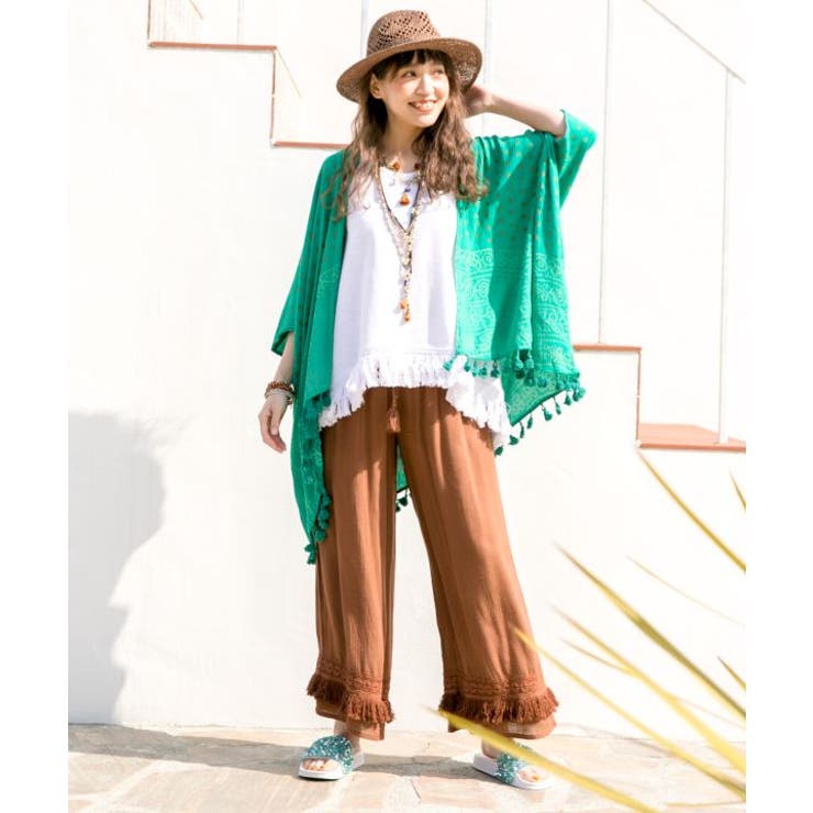 【チャイハネ】シャリンフリンジワイドパンツ | アミナコレクション  | 詳細画像1 