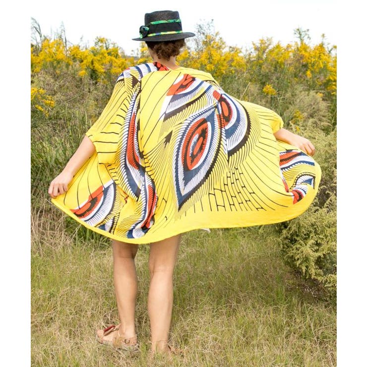 イエロー | 【チャイハネ】エスニック柄スマートカーディガン | アミナコレクション 