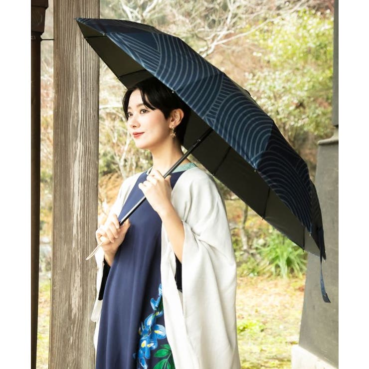 ネイビー | 【岩座】【遮光性99.99%以上】水引折傘（晴雨兼用） | アミナコレクション 