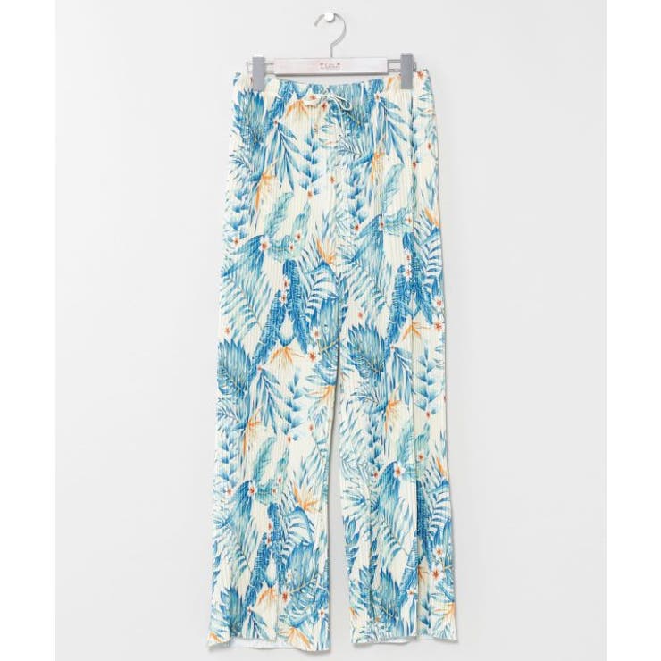 ホワイト×ブルー | 【カヒコ】プラマプリーツパンツ | アミナコレクション 