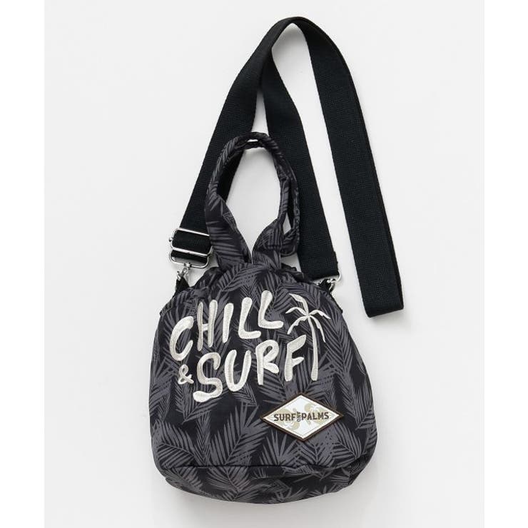 ブラック | 【カヒコ】レル巾着ショルダー＆ハンドバッグ2WAY【SURF&Palms】 | アミナコレクション 