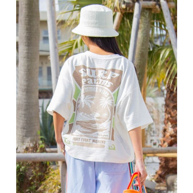 ホワイト | 【カヒコ】ビーチリーＴシャツ【SURF&Palms】 | アミナコレクション 