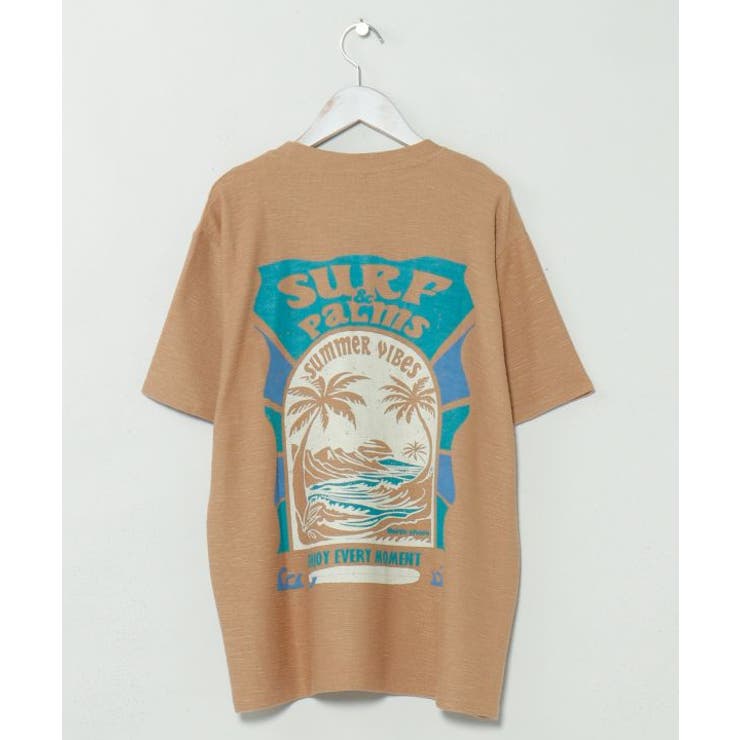 ベージュ | 【カヒコ】ビーチリーメンズＴシャツ【SURF&Palms】 | アミナコレクション 