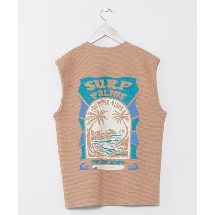 ベージュ | 【カヒコ】ビーチリーメンズタンクトップ【SURF&Palms】 | アミナコレクション 