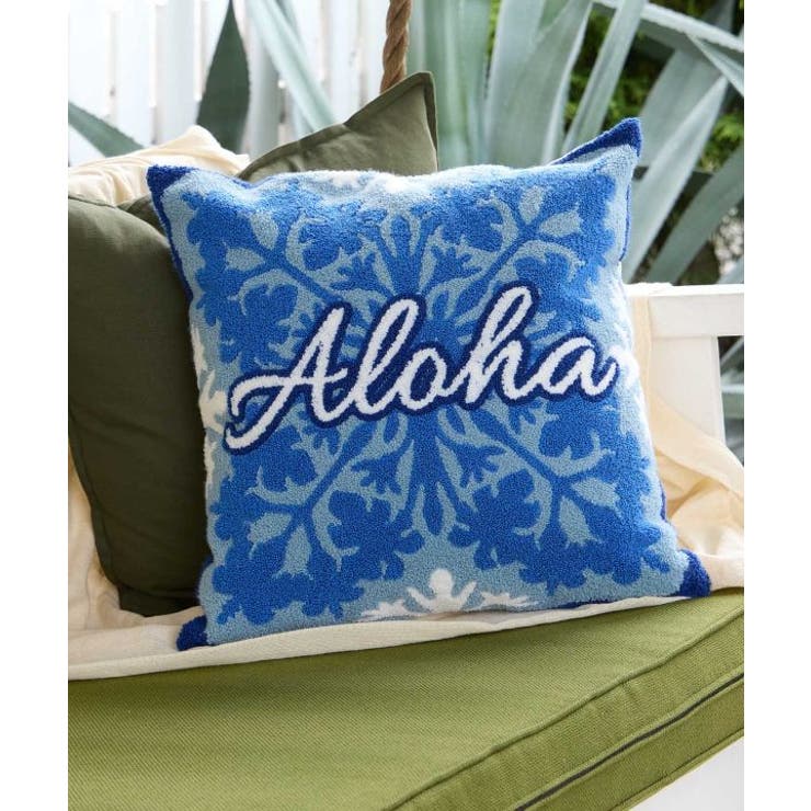 ブルー | 【カヒコ】ナニキルト相良刺繍クッションカバー | アミナコレクション 