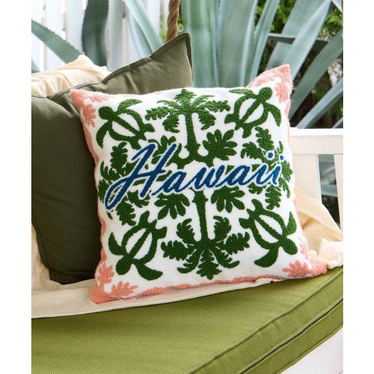 グリーン | 【カヒコ】ナニキルト相良刺繍クッションカバー | アミナコレクション 