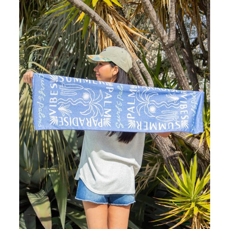 ブルー | 【カヒコ】ビーチクールタオル【SURF&Palms】 | アミナコレクション 