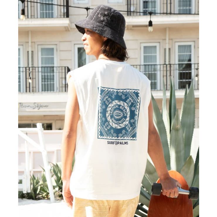 ホワイト | 【カヒコ】【UVカット加工】アラホウメンズタンクトップ【SURF&Palms】 | アミナコレクション