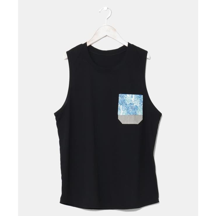 ブラック | 【カヒコ】【UVカット加工】フーラリメンズタンクトップ | アミナコレクション 